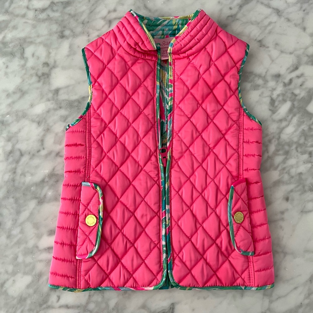 Lily Pulitzer Toddler Girl Pink Quilted Vest size XS 2-3t